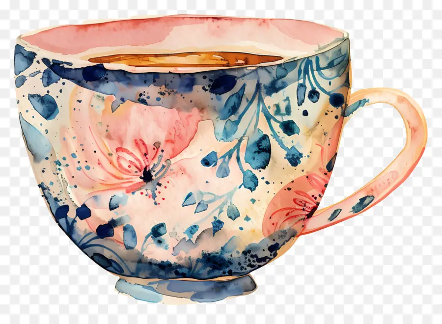 La Taza De Té，Pintura A La Acuarela PNG