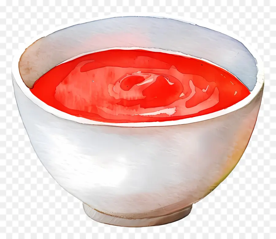 Tazón De Salsa De Tomate，Pintura A La Acuarela PNG