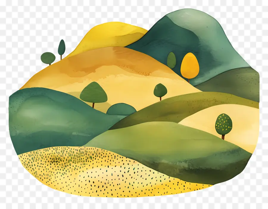 Rolling Hills，Pintura A La Acuarela PNG