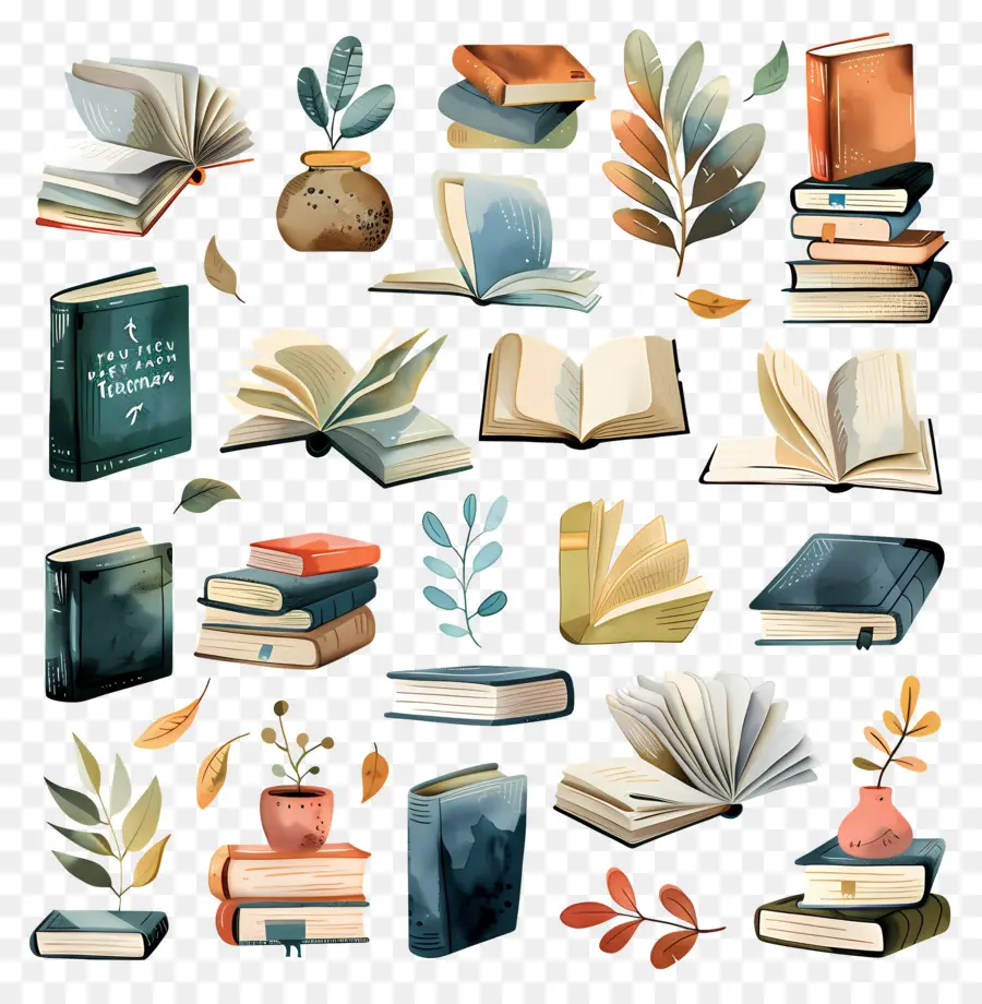 Libro，Acuarela PNG