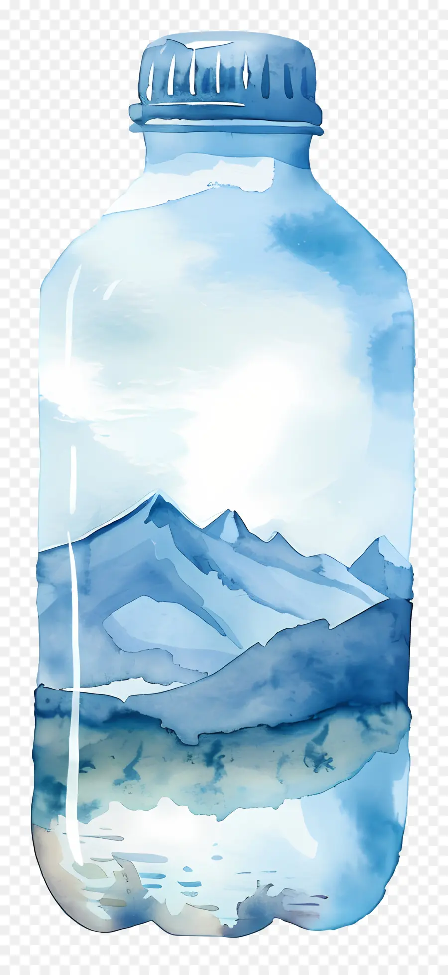 Botella De Agua，Pintura A La Acuarela PNG