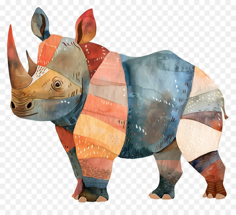 Rhino，Pintura A La Acuarela PNG