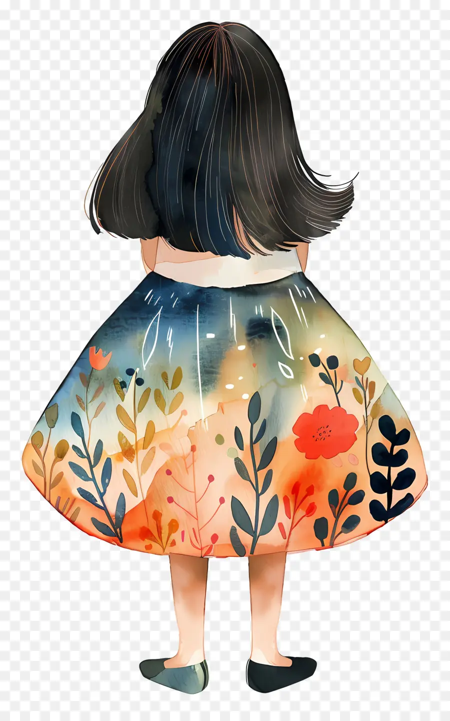 Falda，Chica En Vestido De Flores PNG