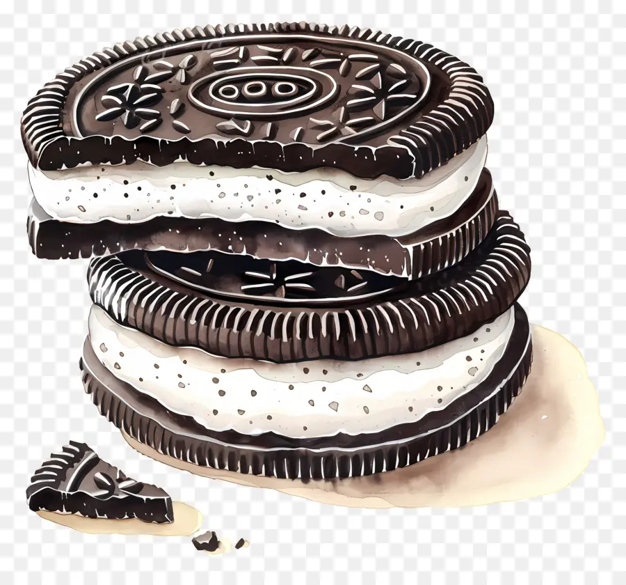 Oreo，Pintura A La Acuarela PNG