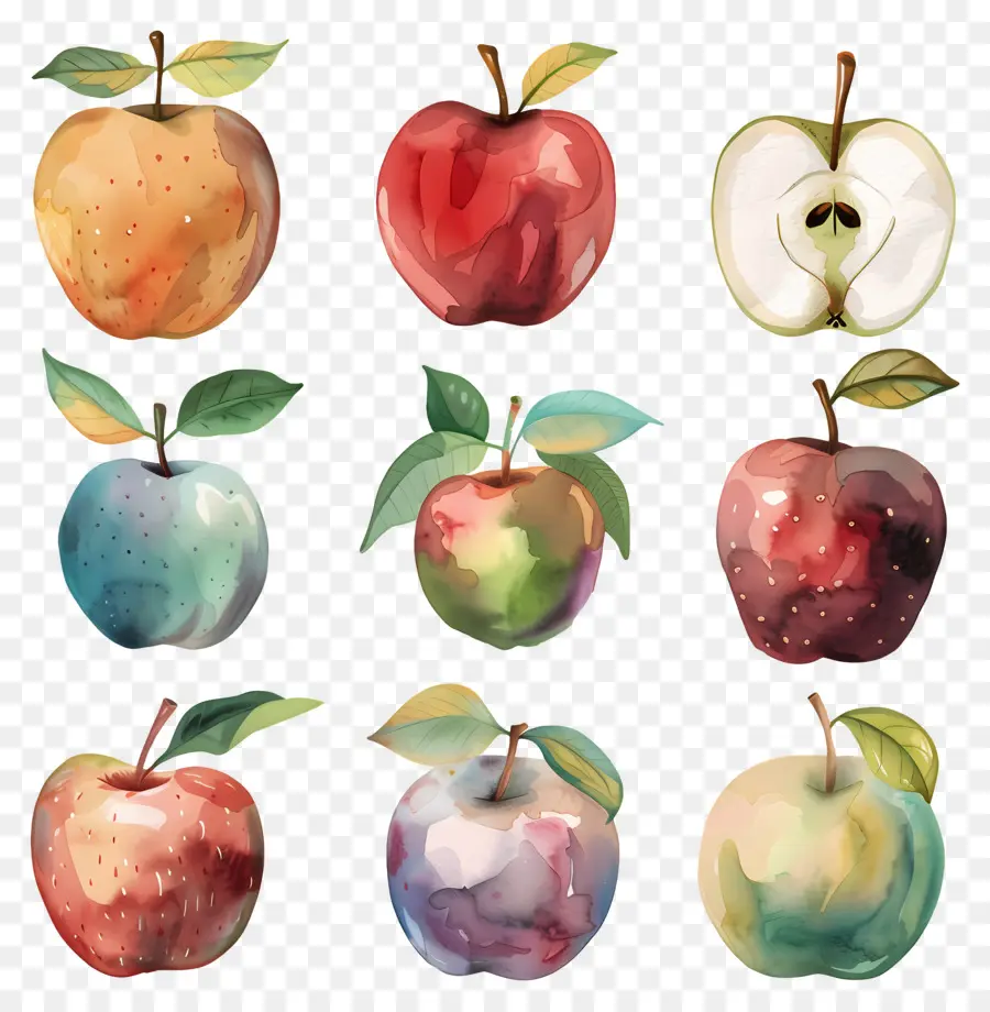 Apple，Pinturas Acuarela PNG