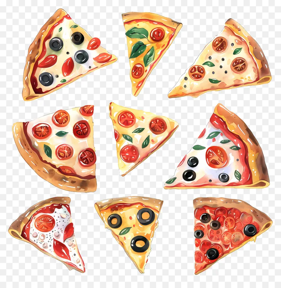 Pizza，Acuarela PNG