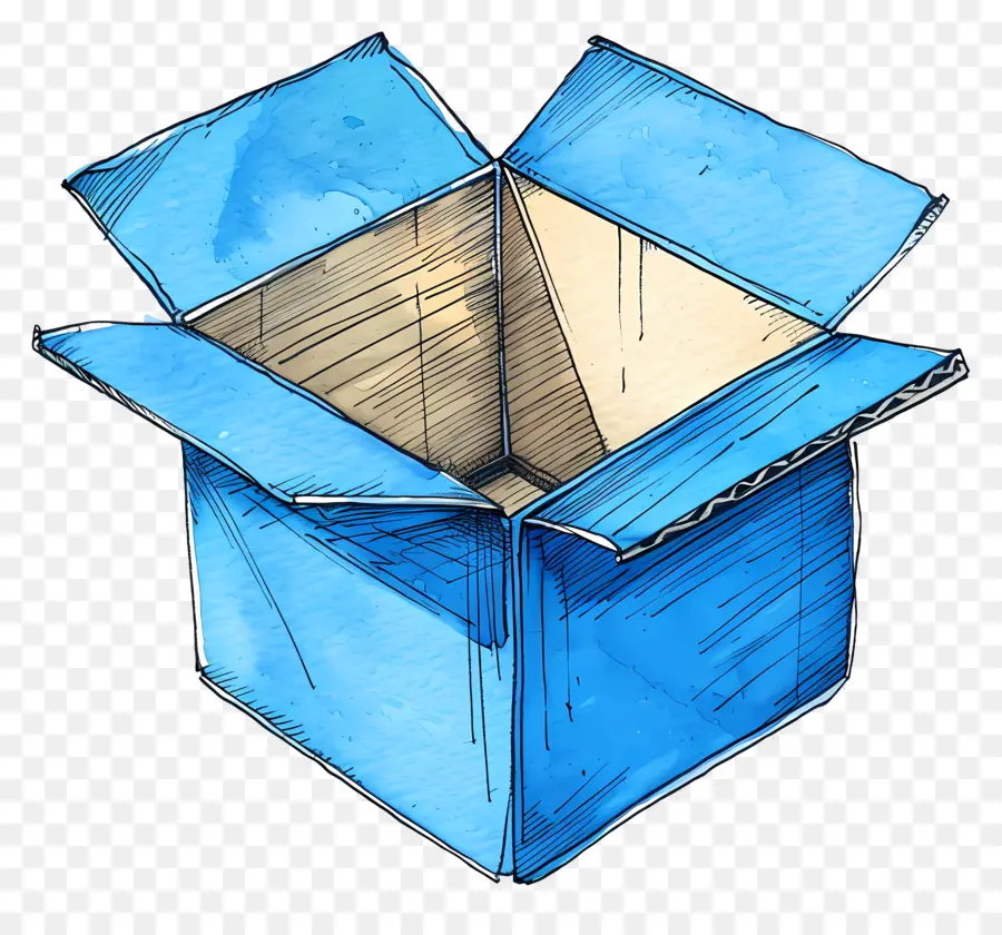 Caja De Cartón，Caja Azul PNG