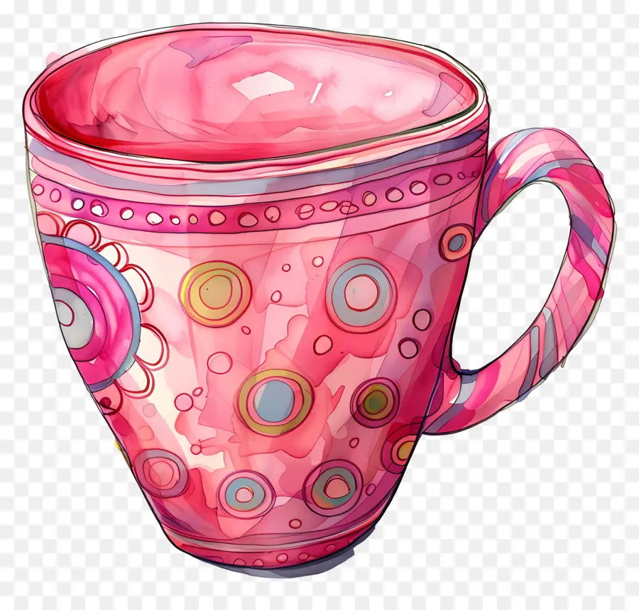 Taza Rosa Estampada，Taza Colorida PNG