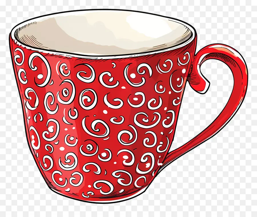 Taza Roja Estampada，Taza PNG