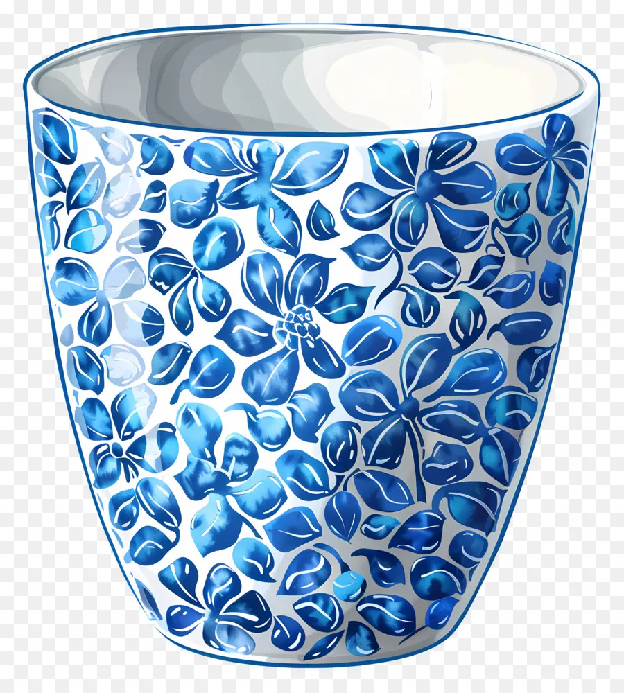 Taza Azul Estampada，Floral De La Copa PNG