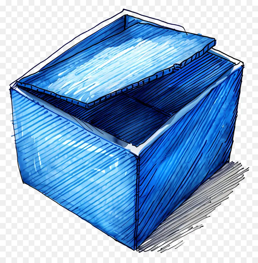 Caja De Cartón，Caja De Cartón Azul PNG