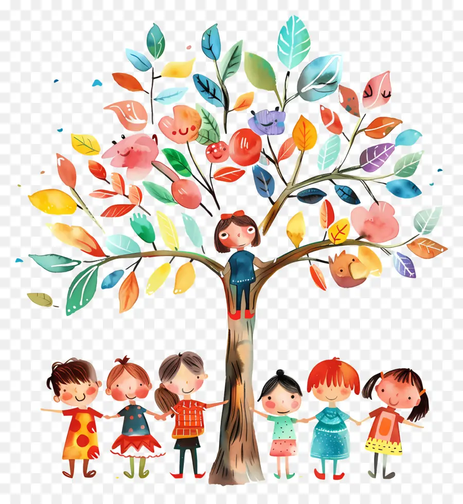 Niños，Niños Y árbol PNG