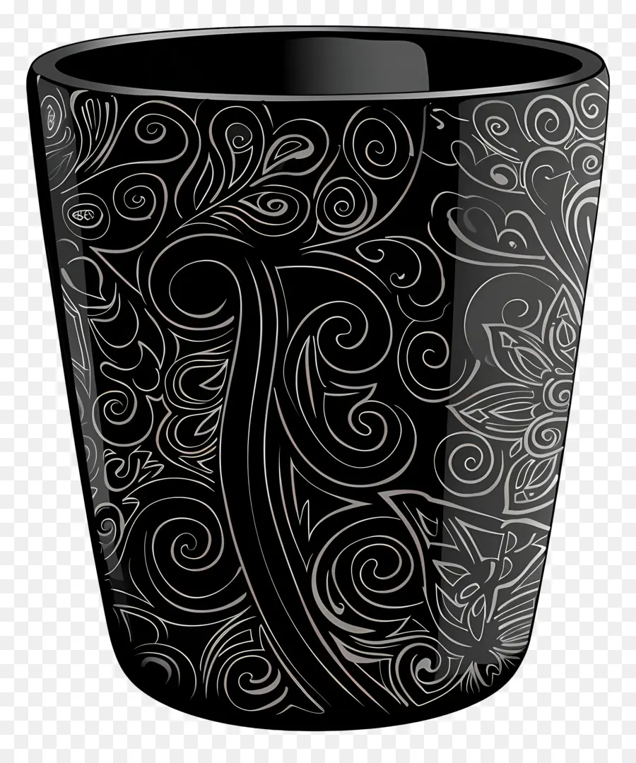 Taza Negra Estampada，Taza PNG