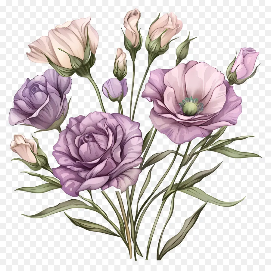 Eustoma Flor，Flores De Color Rosa PNG