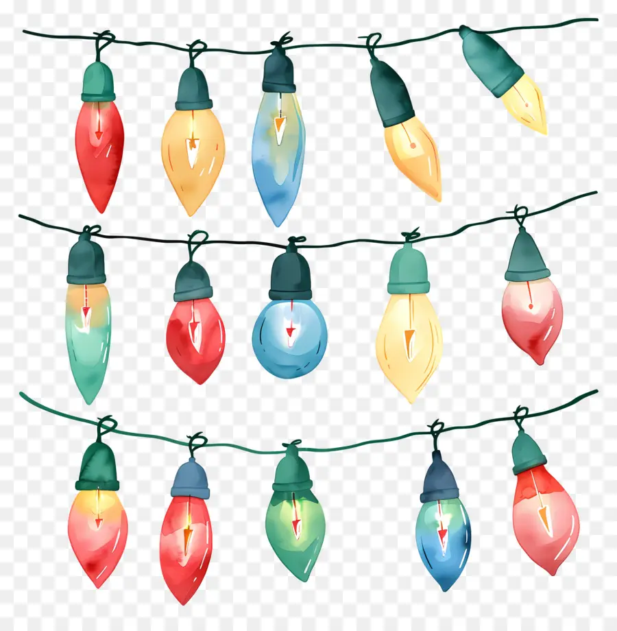 Luces De Navidad，Acuarela Luces PNG