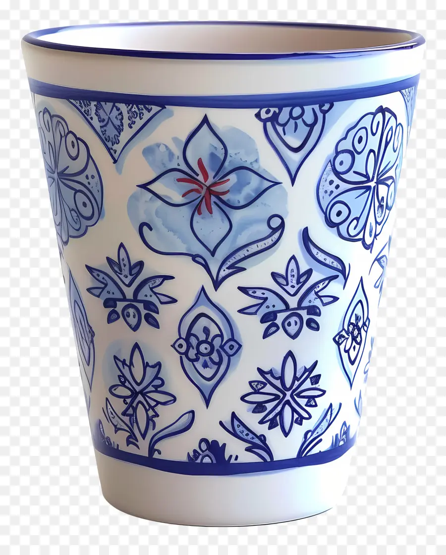 Taza Azul Estampada，Taza Decorativa PNG