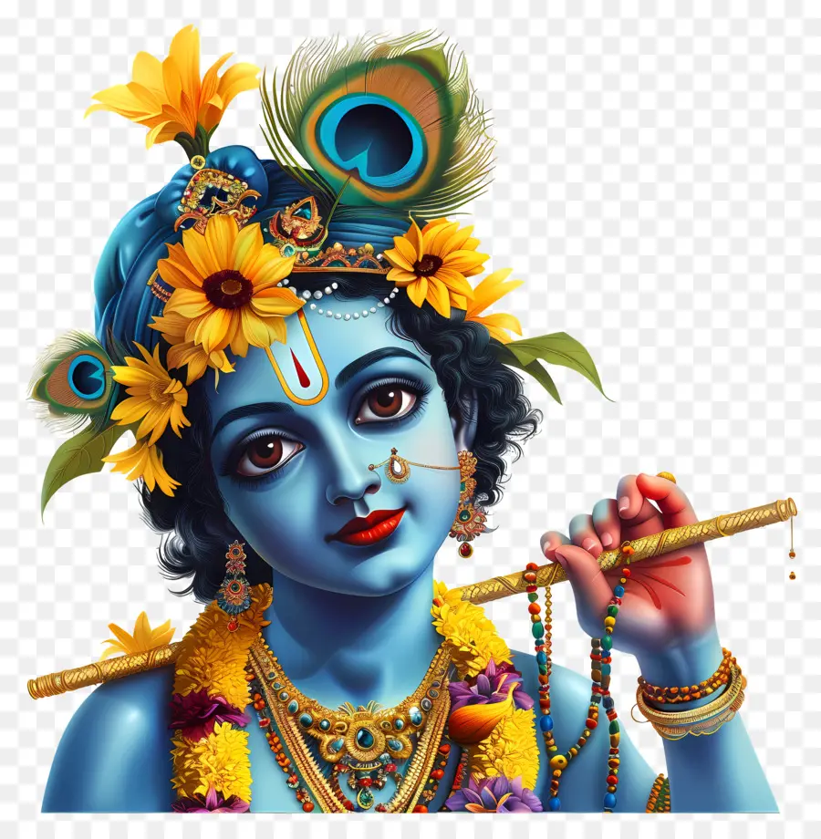 Krishna Janmashtami，Carácter Azul PNG