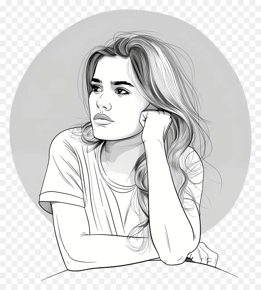 Mujer Joven Melancólica，Mujer PNG