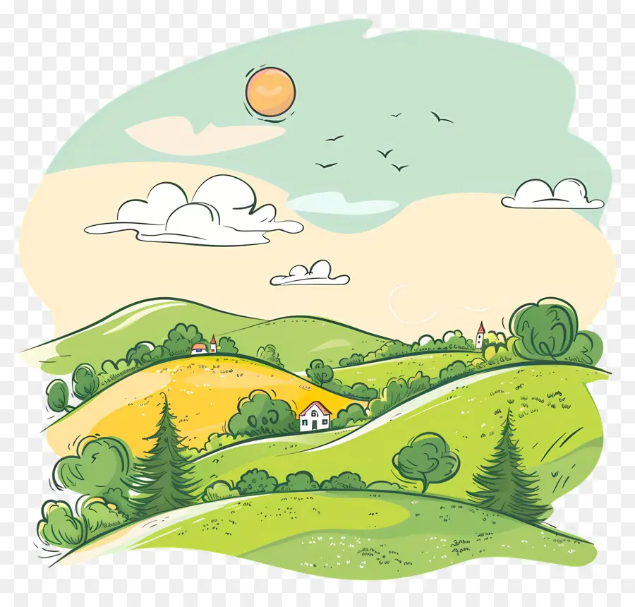 Paisaje De Verano，Campo PNG