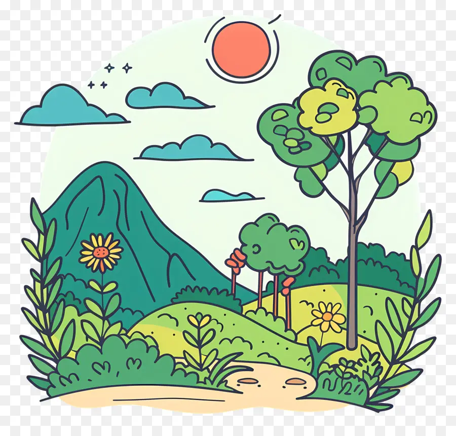 Paisaje De Verano，Bosque PNG