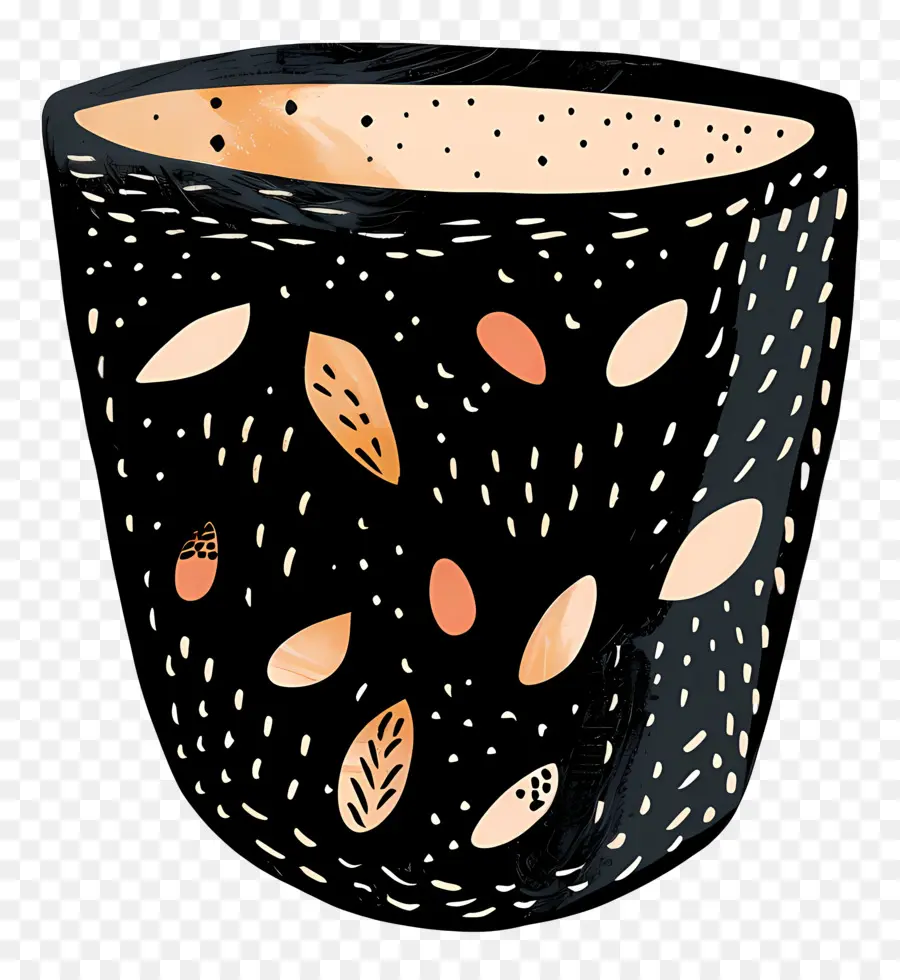 Taza Negra Estampada，Candelero PNG