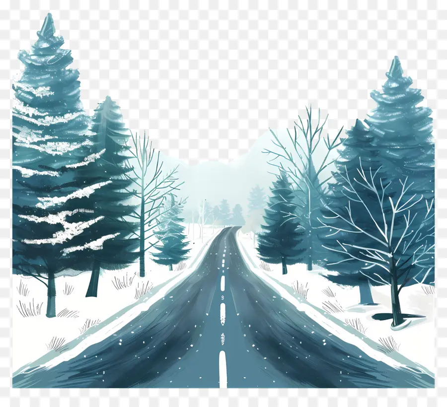 Fondo De Carretera De Invierno，Escena De Invierno PNG