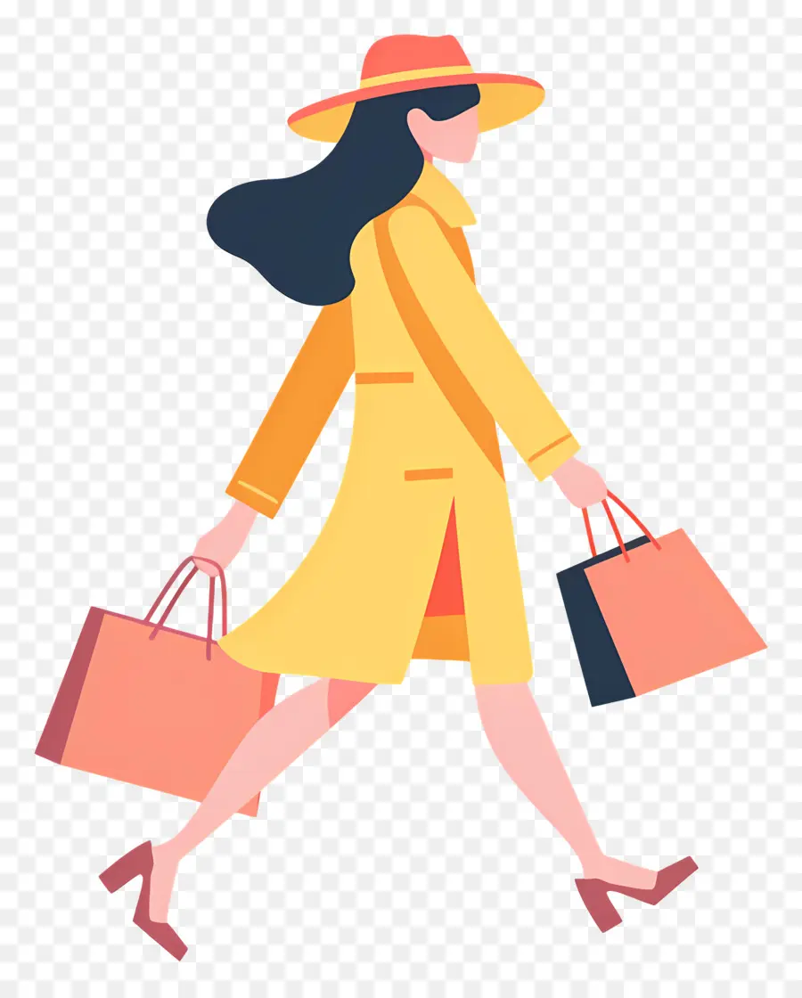 Mujer De Compras，Mujer Caminando PNG