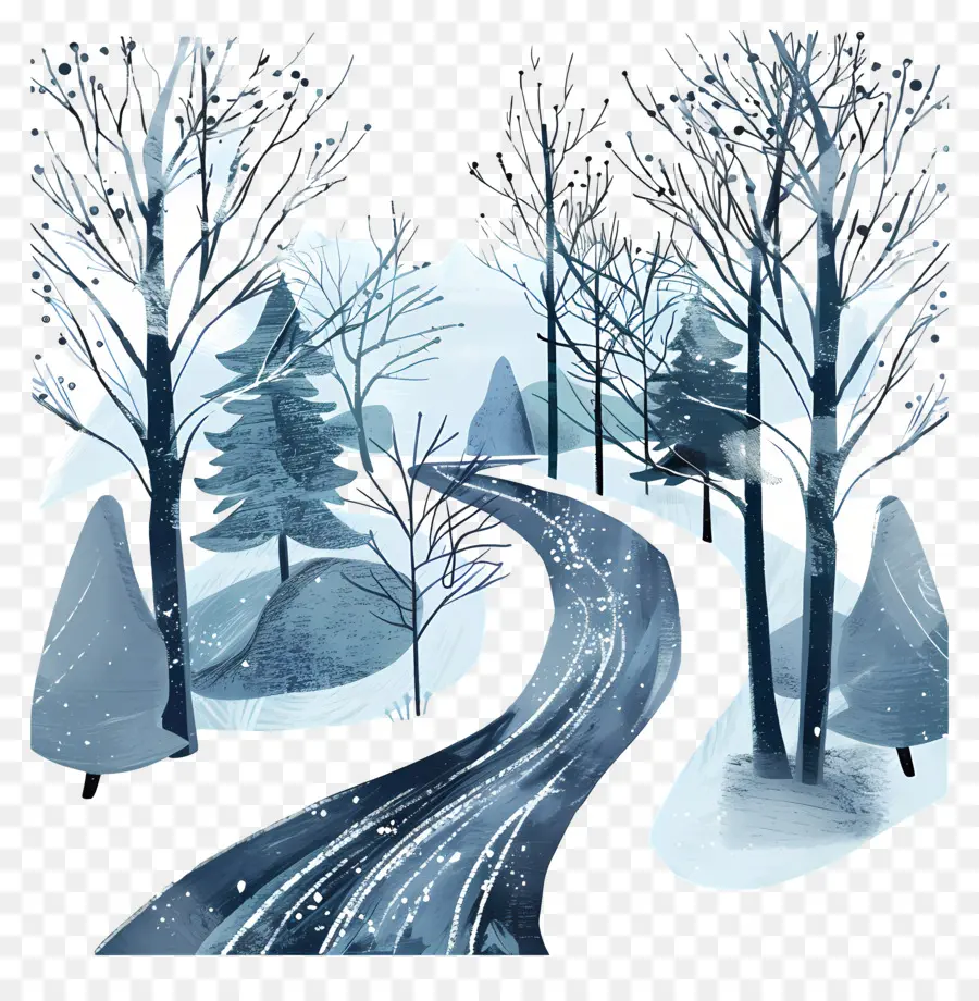 Fondo De Carretera De Invierno，Paisaje De Invierno PNG