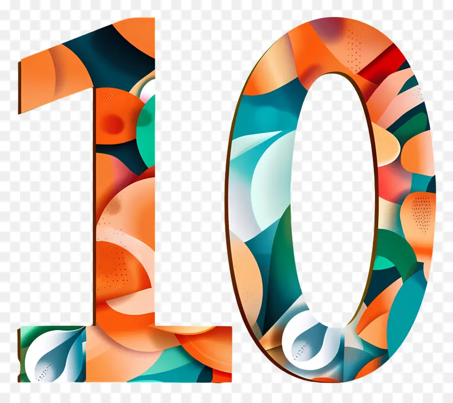 Numero 10，Colorido Número 10 PNG