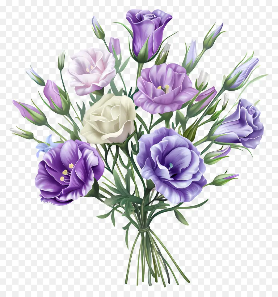 Eustoma Flor，Flores Moradas Y Blancas PNG