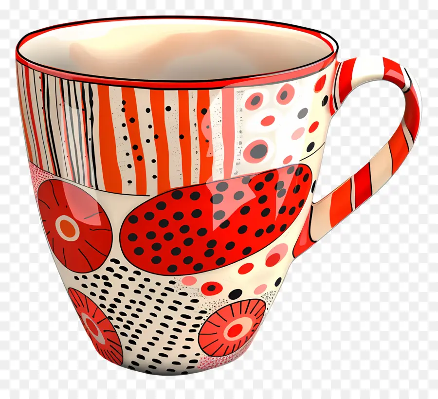 Taza Roja Estampada，Taza Colorida PNG