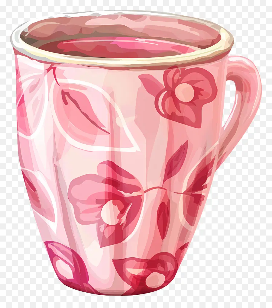 Taza Rosa Estampada，Taza Decorativa PNG