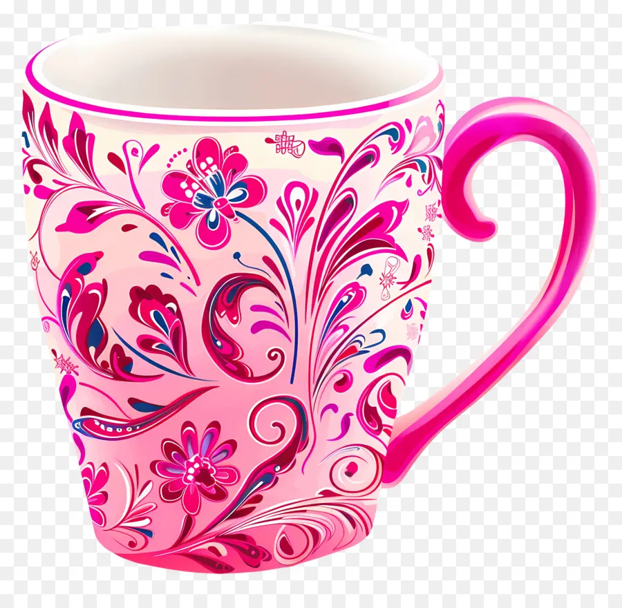 Taza Rosa Estampada，Taza Roja PNG