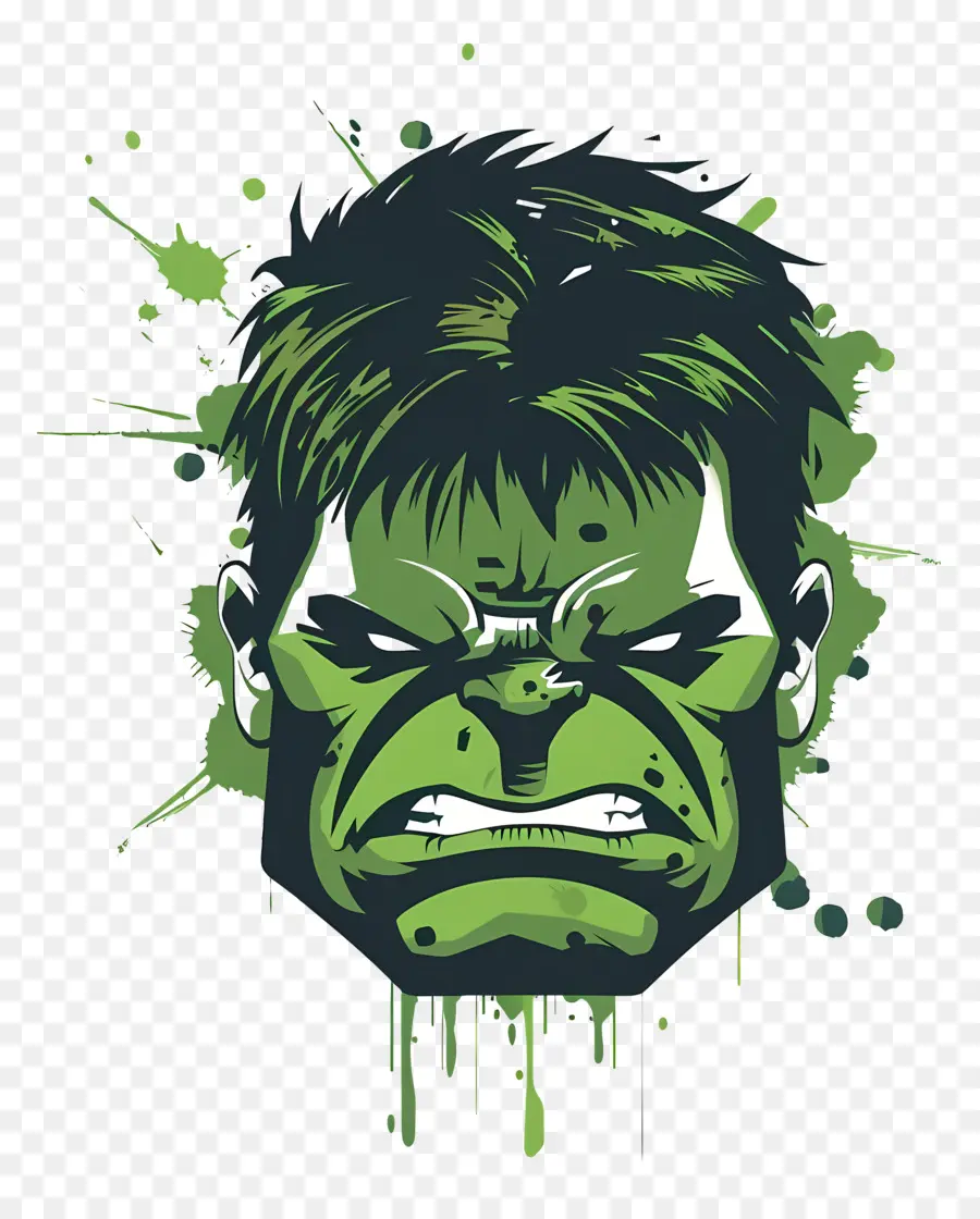 Cabeza De Hulk，Cara Enojada Verde PNG