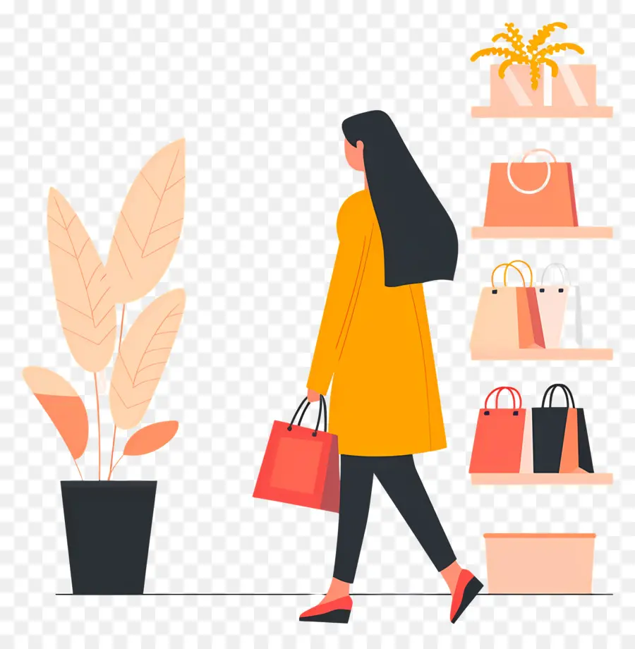 Mujer De Compras，Compras PNG