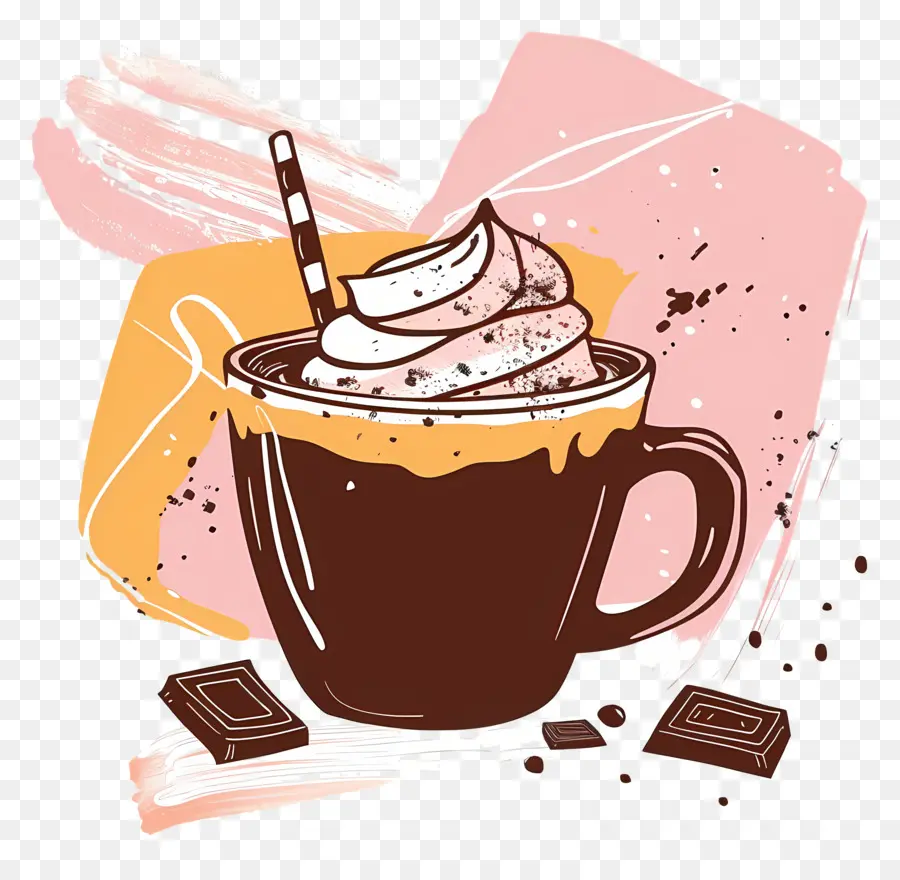 Chocolate Caliente，Crema Batida PNG