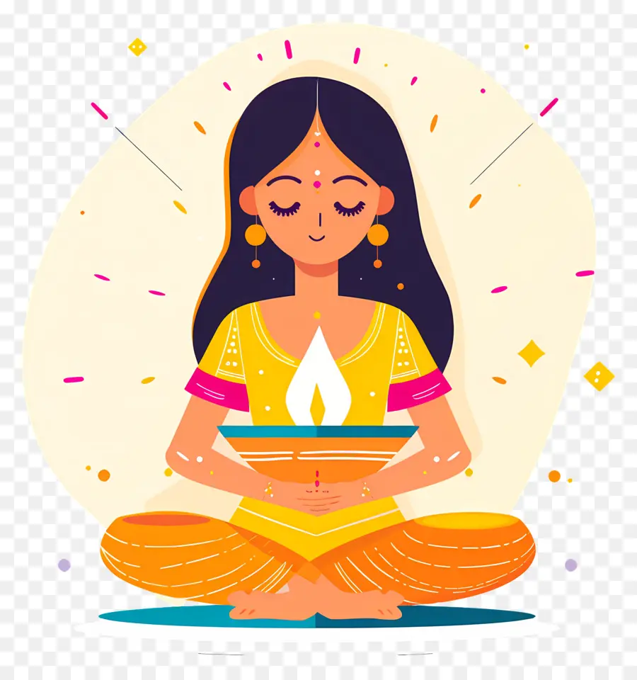 Diwali，Mujer Meditando PNG