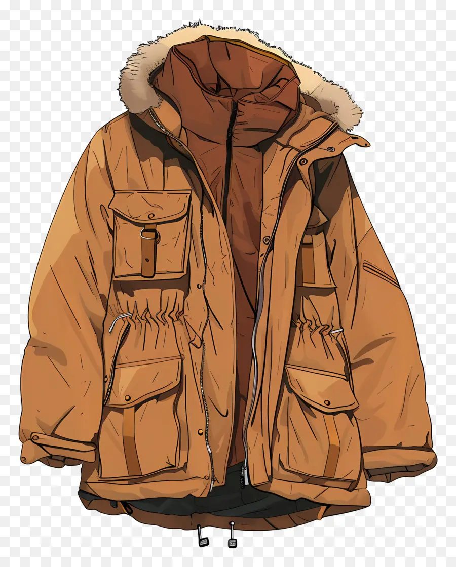 Abrigo De Invierno，Chaqueta Cafe PNG