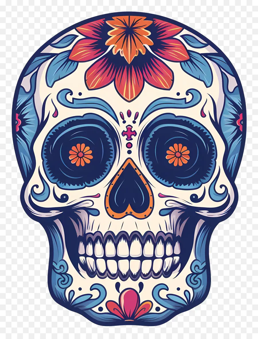 Cráneo Del Azúcar，Diseño Floral PNG