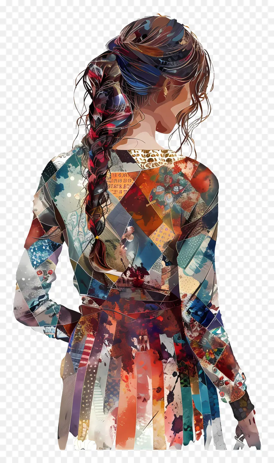 Mujer De Moda，Mujer Con Trenza PNG