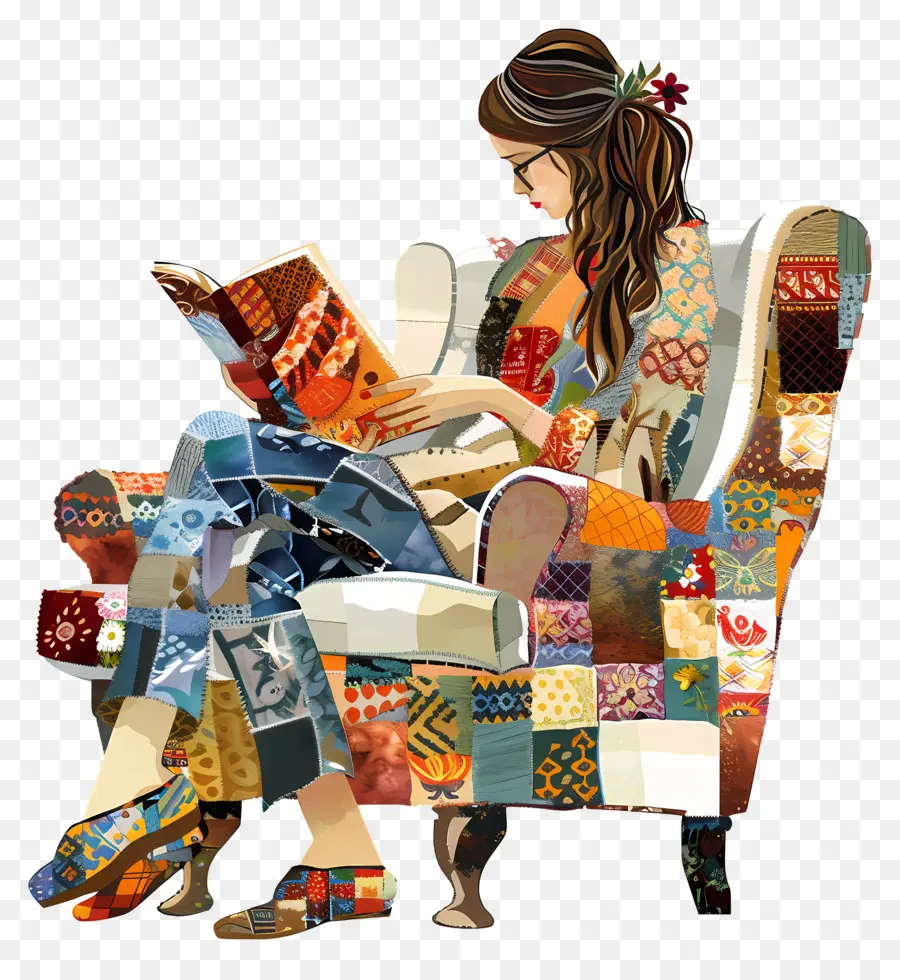 Mujer Leyendo，Libro PNG