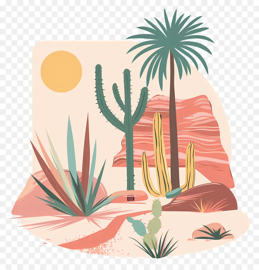 Oasis En El Desierto，Plantas De Cactus PNG