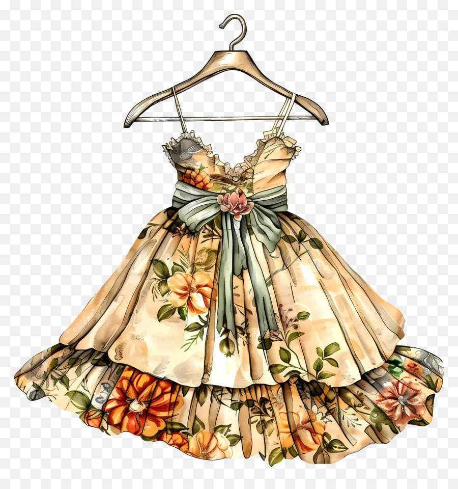 Percha Con Vestido，Vestido Vintage PNG