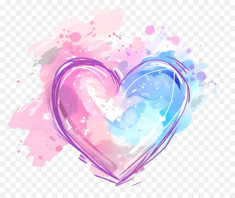 Corazón，Pintura Acuarela PNG