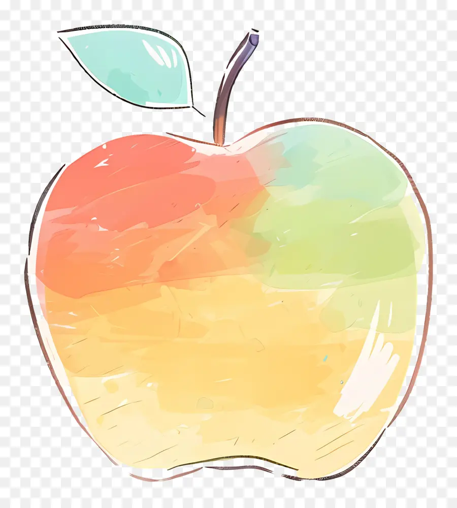 Manzana，Pintura A La Acuarela PNG