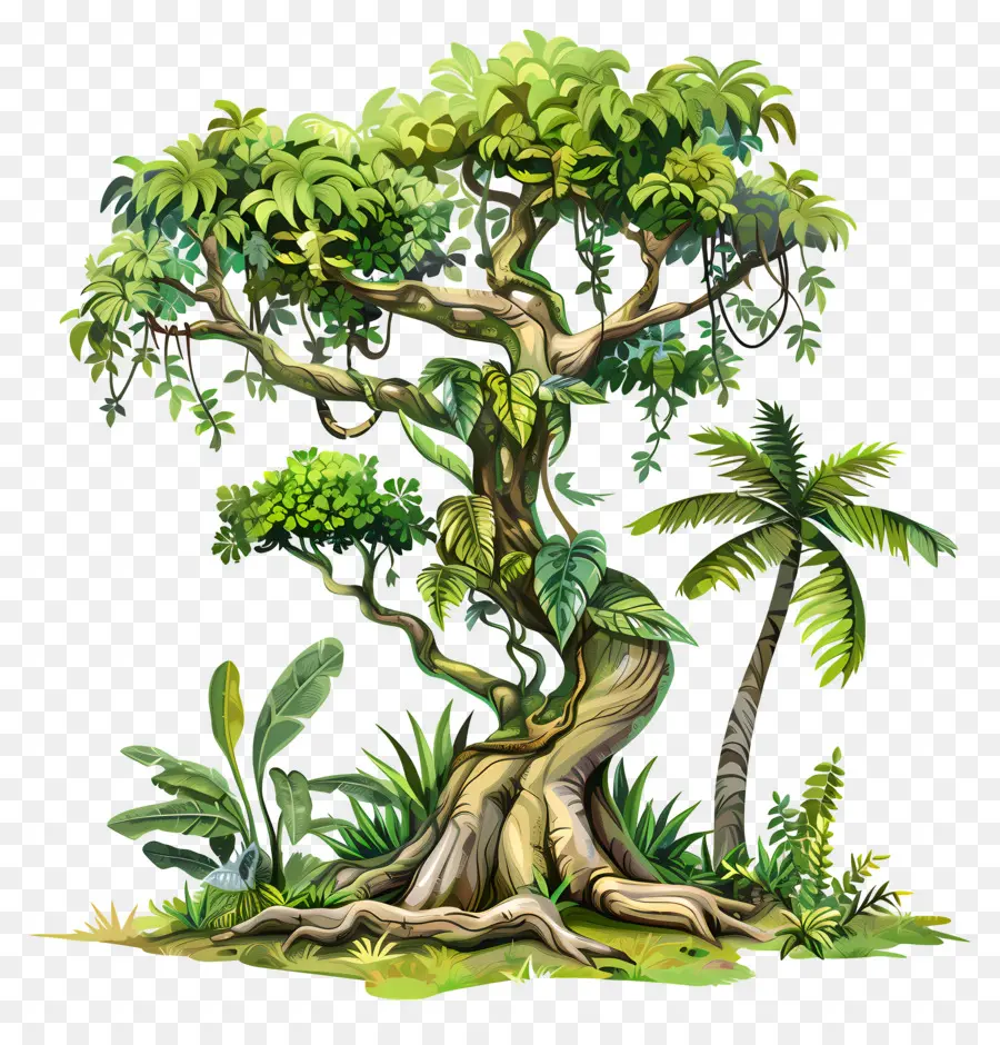 La Selva De árbol，Dibujos Animados De árbol PNG