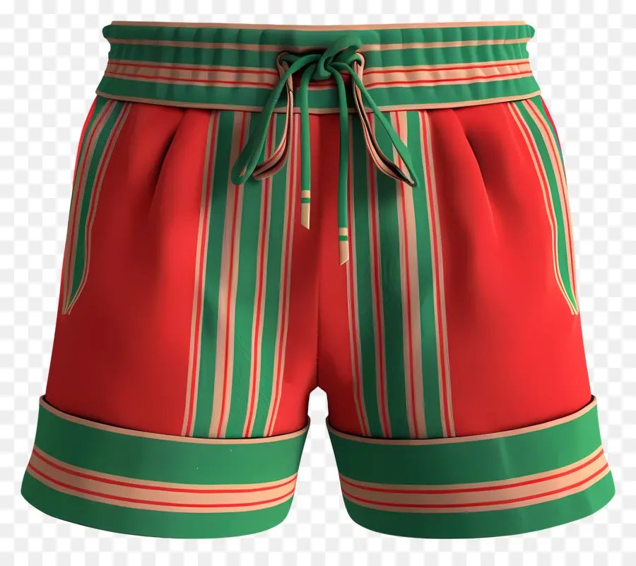 Rojo Cortos，Pantalones Cortos Rayados Rojos Y Verdes PNG