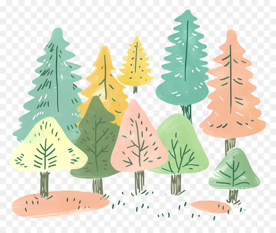 Bosque De Garfillas，Colorido De Los árboles PNG