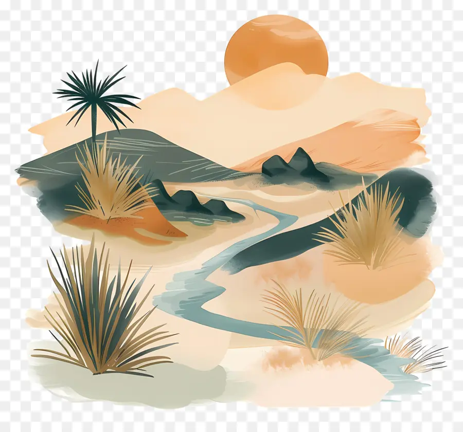 Oasis Del Desierto，Paisaje Del Desierto PNG