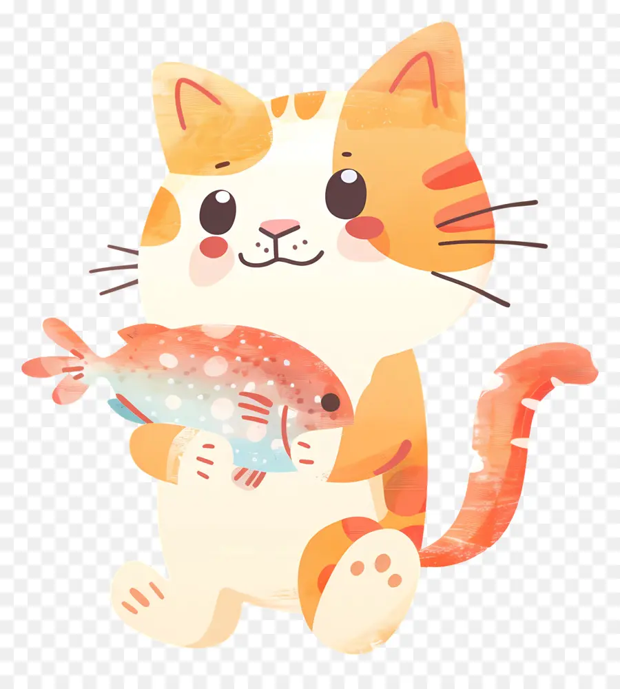 Gato Sosteniendo Peces，Lindo Gato PNG